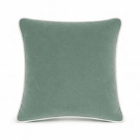 Thumbnail for Sage White piping Cotton Velvet Cushion Cover