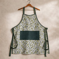 Thumbnail for Handmade Block Print Cotton Apron, Velvet Pocket, Adjustable Straps