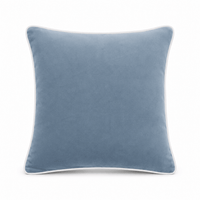 Thumbnail for Sky Blue White piping Cotton Velvet Cushion Cover