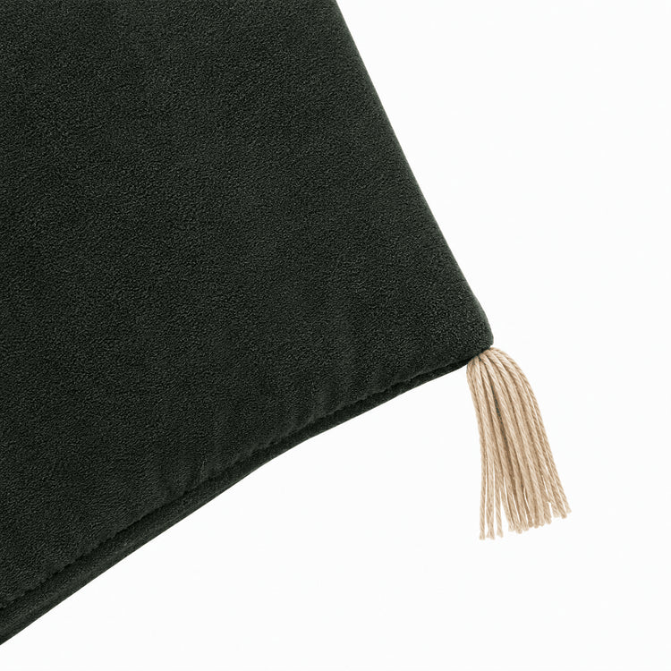 Sea Weed Cotton Velvet Bed Runner | Hand-Tucked Bed Scarf with Tassels | Luxury Sofa Throw