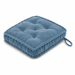 Thumbnail for Sky blue Velvet square Chair pad with ties