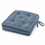 Thumbnail for Smoke blue Velvet square Chair pad with ties