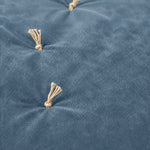 Thumbnail for Smoke Blue Cotton Velvet Bed Runner | Hand-Tucked Bed Scarf with Tassels | Luxury Sofa Throw