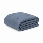 Thumbnail for Smoke Blue Cotton Velvet Bed Runner | Hand-Tucked Bed Scarf with Tassels | Luxury Sofa Throw