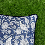 Thumbnail for Hand Block Printed Cushion Cover with Cotton Velvet Piping | Custom Size