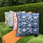 Thumbnail for Hand Block Printed Cushion Cover with Cotton Velvet Piping | Custom Size
