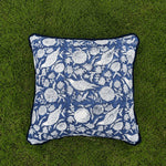 Thumbnail for Hand Block Printed Cushion Cover with Cotton Velvet Piping | Custom Size