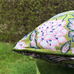 Thumbnail for Hand Block Printed Cushion Cover with Cotton Velvet Piping | Custom Size
