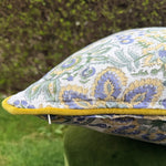 Thumbnail for Hand Block Printed Cushion Cover with Cotton Velvet Piping | Custom Size