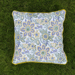 Thumbnail for Hand Block Printed Cushion Cover with Cotton Velvet Piping | Custom Size