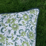 Thumbnail for Hand Block Printed Cushion Cover with Cotton Velvet Piping | Custom Size