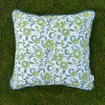 Thumbnail for Hand Block Printed Cushion Cover with Cotton Velvet Piping | Custom Size