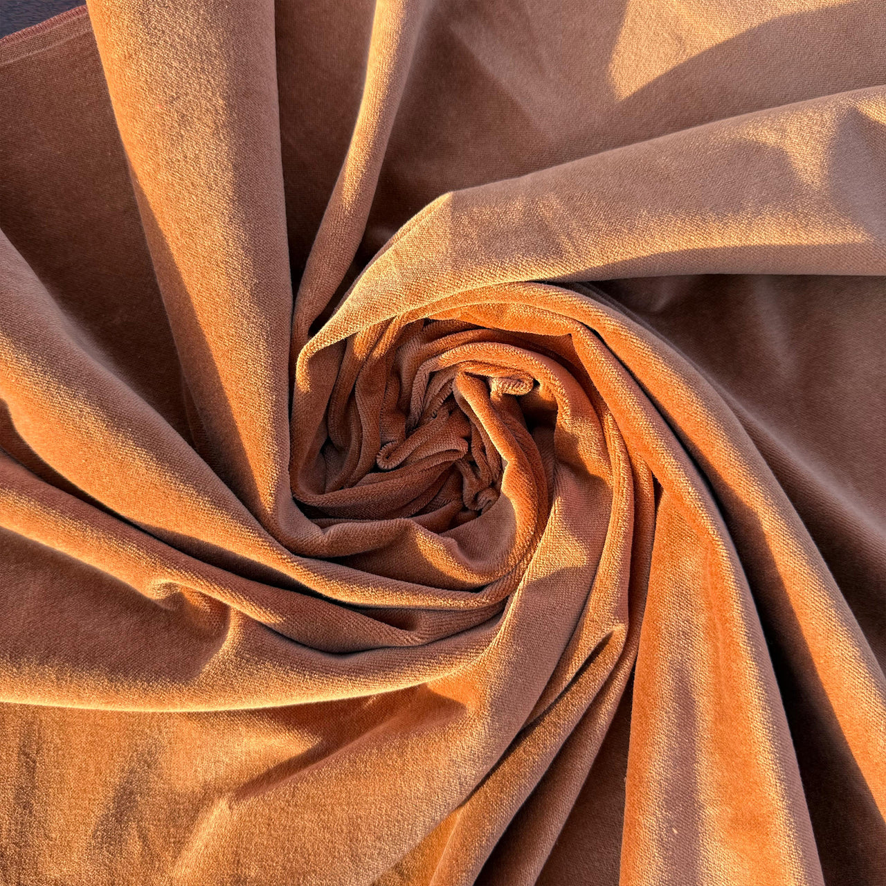 Terracotta cotton Velvet Fabric by the yard