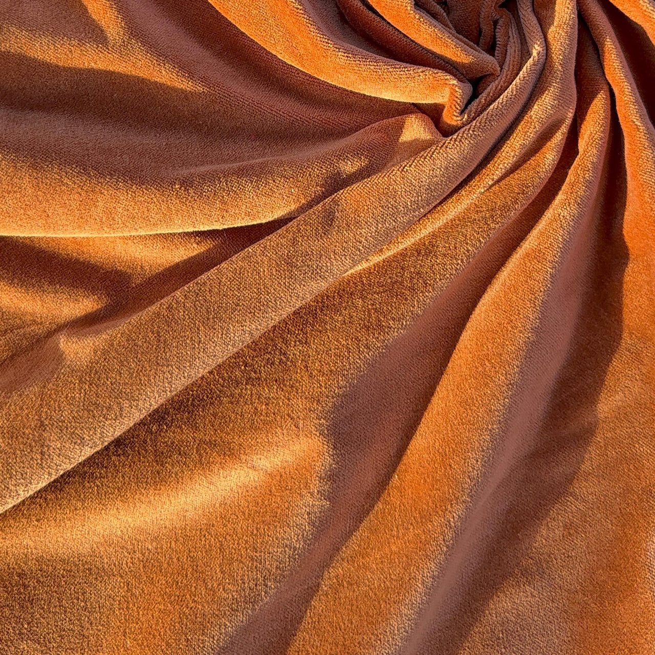 Terracotta cotton Velvet Fabric by the yard