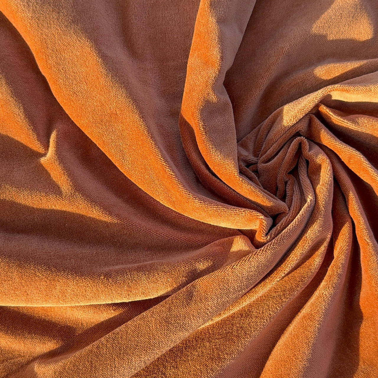 Terracotta cotton Velvet Fabric by the yard