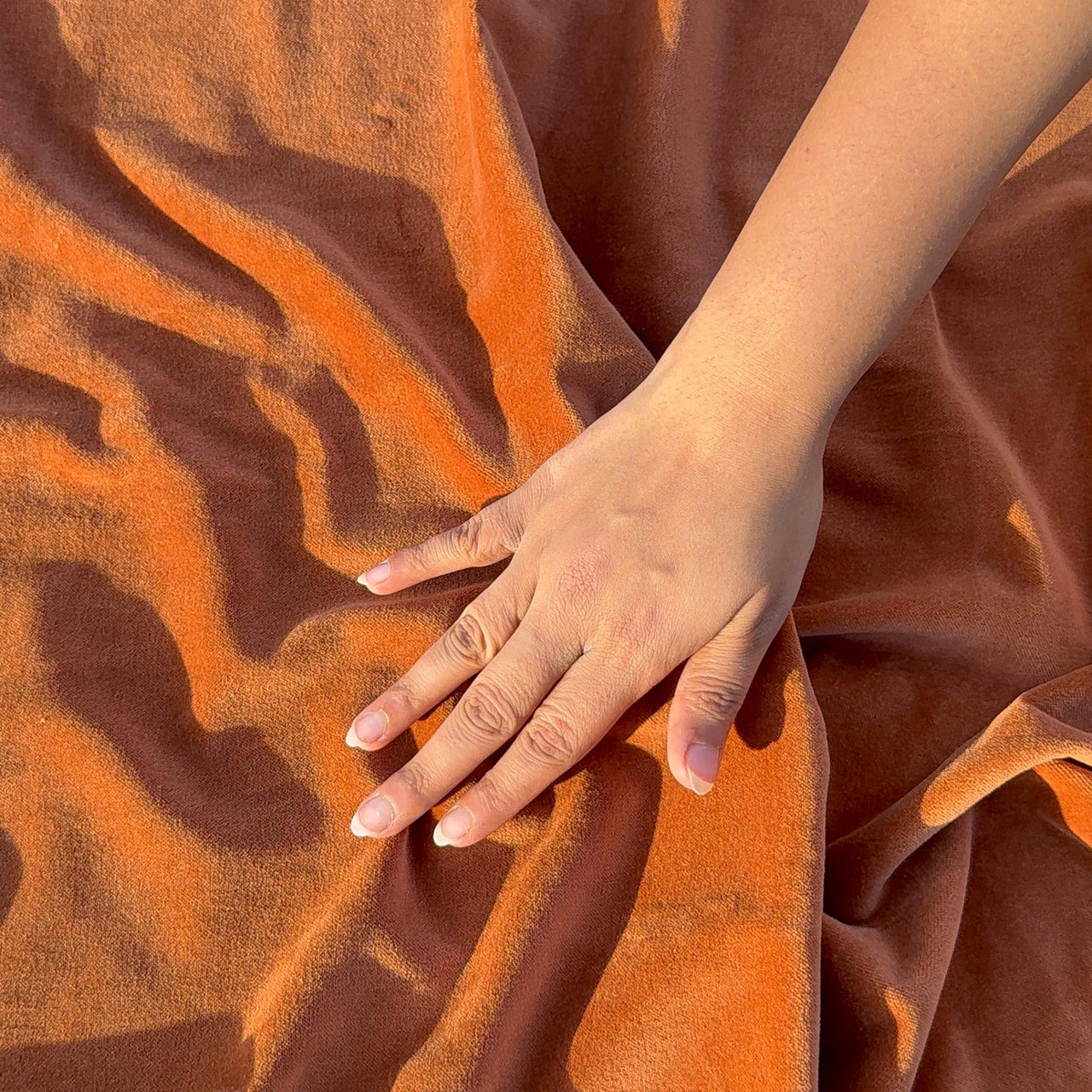 Terracotta cotton Velvet Fabric by the yard