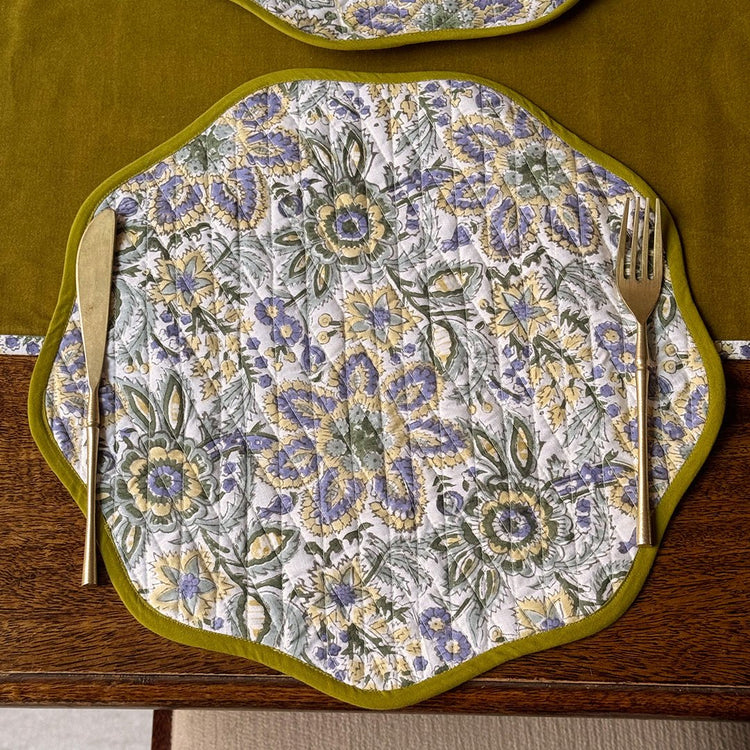 Luxury Velvet Dining Table Set | Custom Table Runner, Wave Border Placemats, Coasters & Napkins