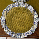 Thumbnail for Floral Block Print Cotton Placemat with Ruffle Border – Quilted Handmade Dining Table Mat