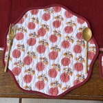 Thumbnail for Handmade Round Cotton Placemats – Block Print Dining Table Mats with Wave Edge (Copy)