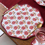 Thumbnail for Handmade Round Cotton Placemats – Block Print Dining Table Mats with Wave Edge (Copy)