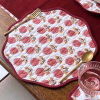 Thumbnail for Mulberry Hand block Placemats & cotton Napkins Set | velvet block print Table Linens | Farmhouse Tablescape Decor | Cotton Dining Set