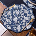 Thumbnail for Handmade Round Cotton Placemats – navy Block Print Dining Table Decor Set