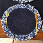 Thumbnail for Boho Block Print Quilted Placemat with Ruffle Border – Handmade Cotton Table Decor
