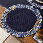 Thumbnail for Boho Block Print Quilted Placemat with Ruffle Border – Handmade Cotton Table Decor