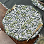 Thumbnail for Sage Round Wave Piping Placemats – Cotton Block Print Table Mats Set | Washable Handmade Dining Decor