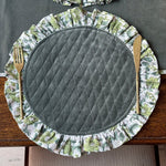 Thumbnail for Sage quilted round placemat with gathered cotton ruffle