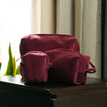 Thumbnail for Velvet Quilted Makeup Travel Pouch