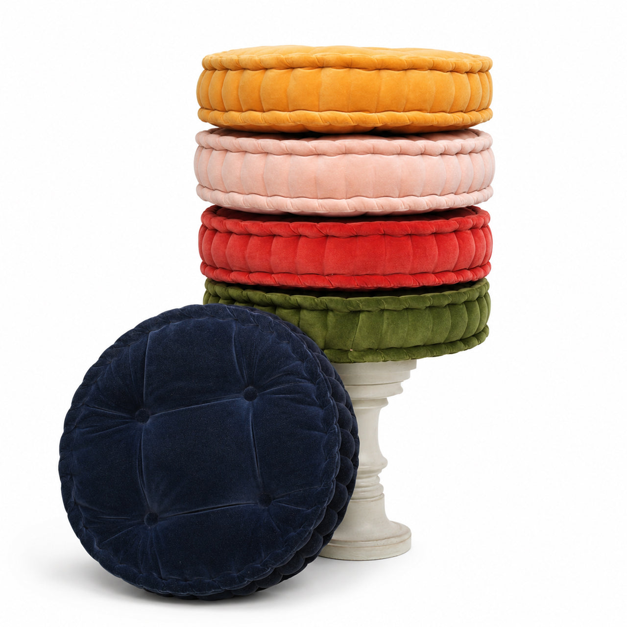 Hand - Quilted Round Cotton Velvet Chair Pad – Plush Christmas Seat Cushion