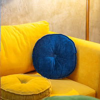Thumbnail for Round Cotton Velvet Throw Pillow | Tufted Decorative Cushion for Sofa & Bed