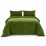 Thumbnail for Cotton velvet duvet cover and pillow shams styled on a made bed