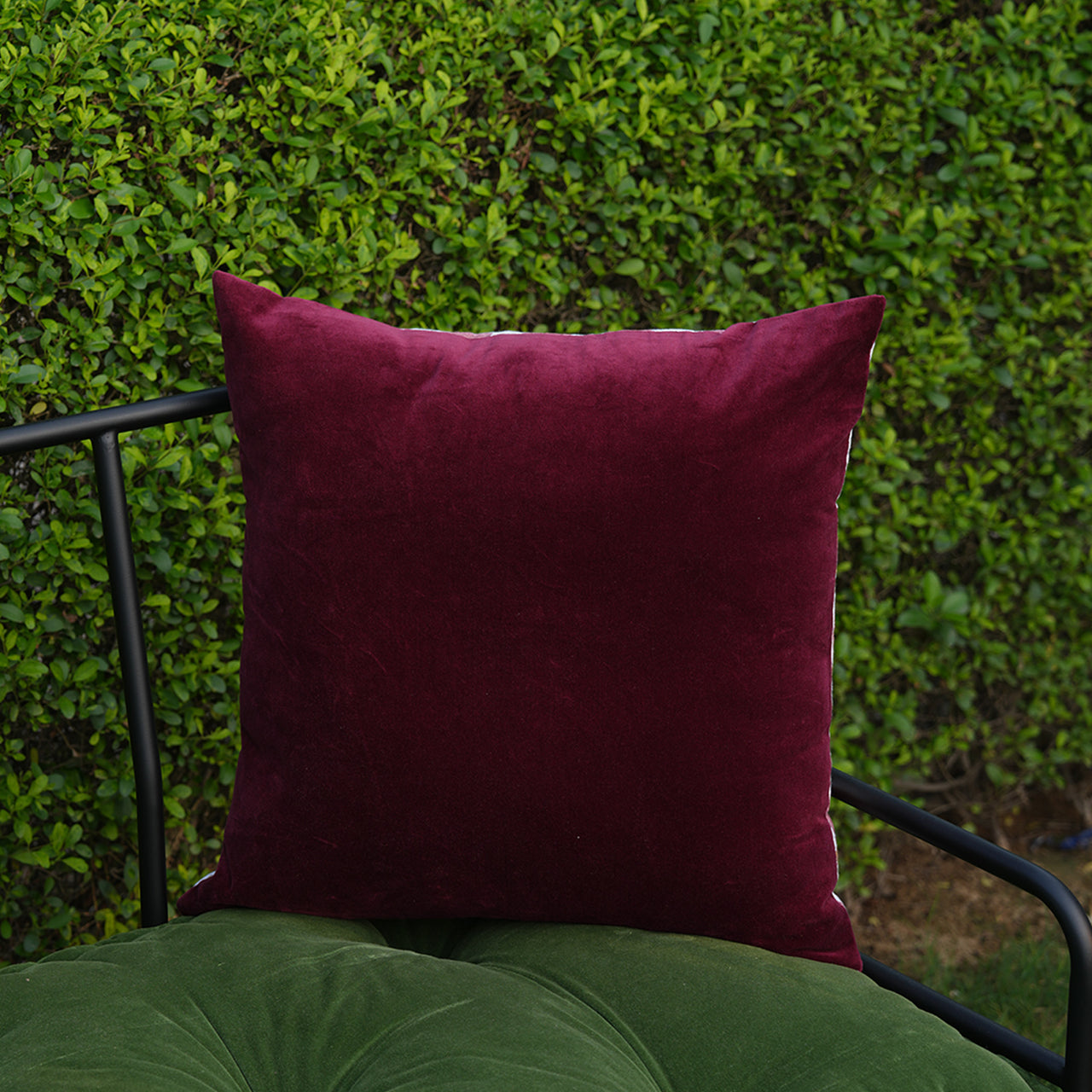 Reversible Velvet Pillow Cover, Handblock Cotton Cushion Case