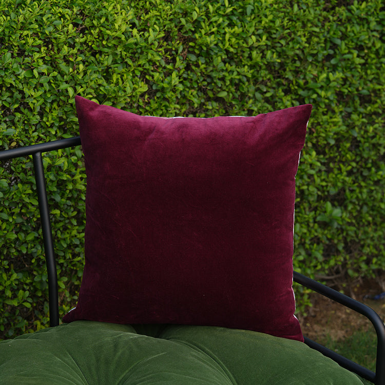 Mulberry reversible velvet pillow cover, solid velvet side