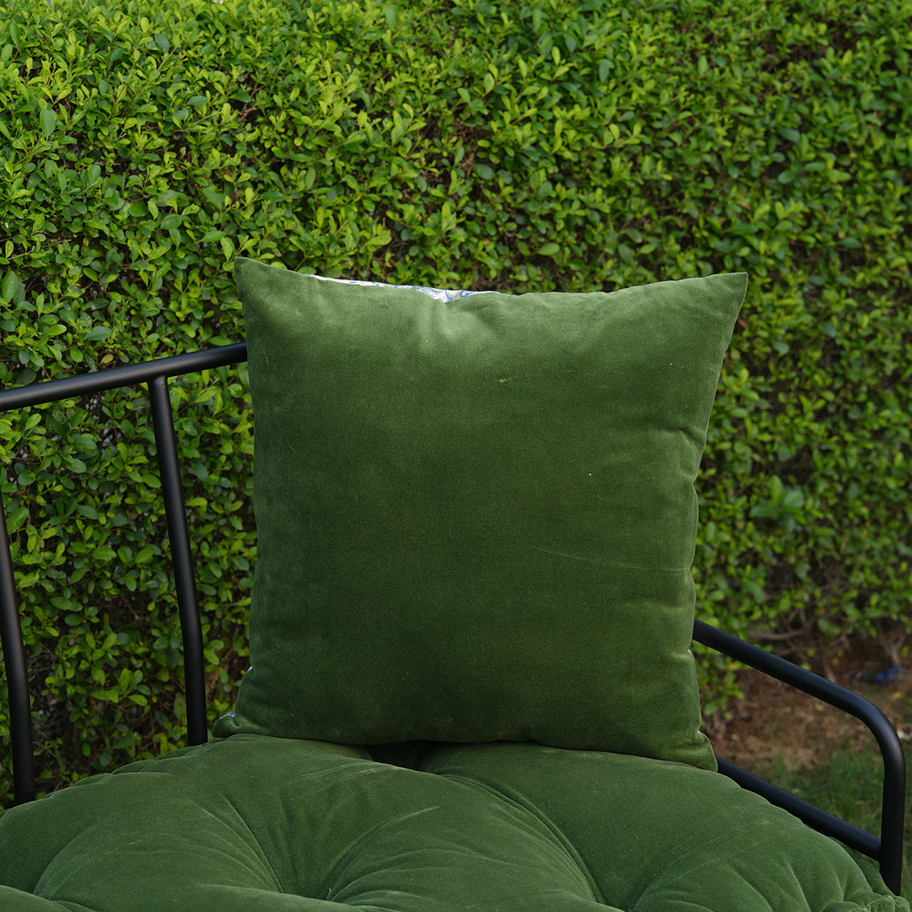 Reversible Velvet Pillow Cover, Handblock Cotton Cushion Case