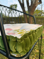 Thumbnail for Handmade U - Shape Chair Cushion with Ties white Flowers Print