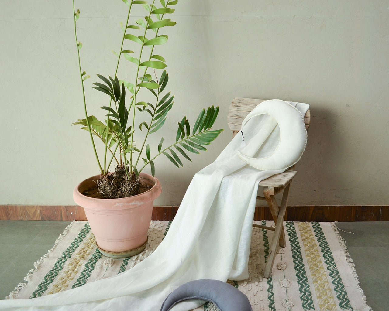 Linen crescent moon inspired pillow for kids