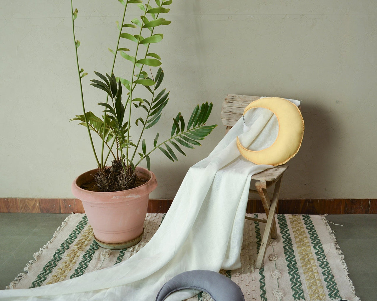 Linen crescent moon inspired pillow for kids