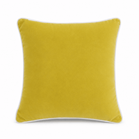 Thumbnail for Yellow White piping Cotton Velvet Cushion Cover