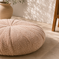 Thumbnail for Boucle Round Cushion | Handmade Teddy Accent Pillow for Sofa, Bed & Chair