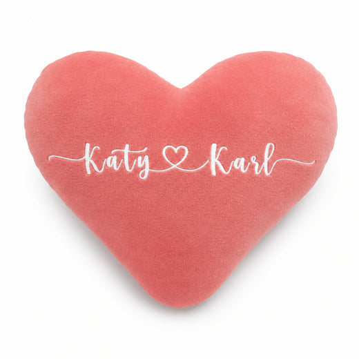Personalized Heart Pillow - Custom Embroidered Velvet Cushion - Romantic Valentine’s Gift for Him/Her