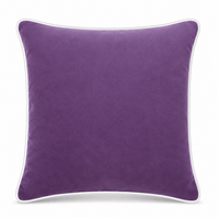 Thumbnail for Lavender White piping Cotton Velvet Cushion Cover