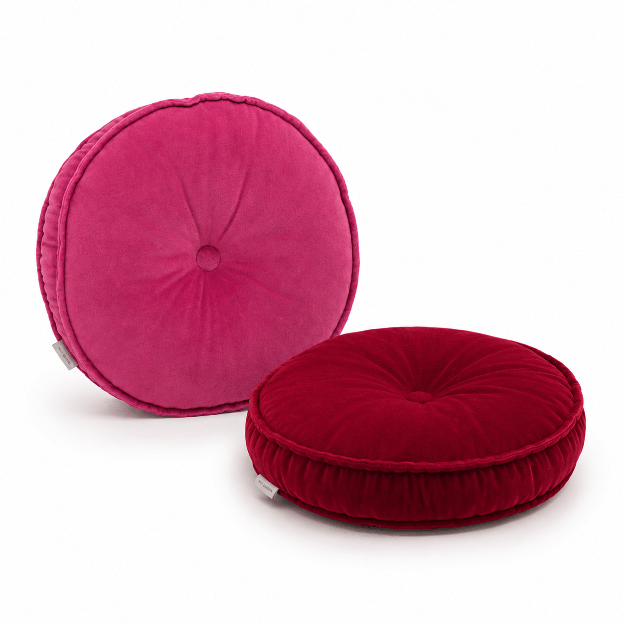 Round Cotton Velvet Throw Pillow | Tufted Decorative Cushion for Sofa & Bed