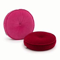 Thumbnail for Round Cotton Velvet Throw Pillow | Tufted Decorative Cushion for Sofa & Bed