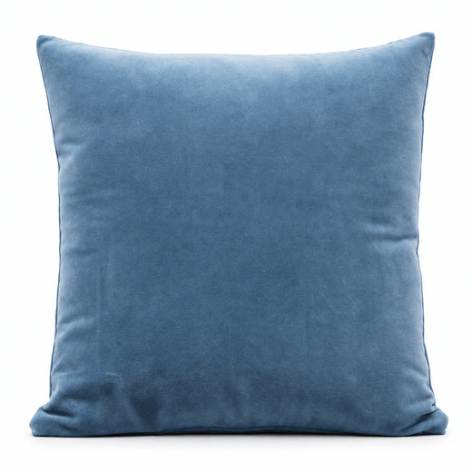 Smoke Blue Cotton Velvet Cushion Cover