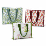 Thumbnail for Handmade Floral Quilted Tote Bag: Cotton Cambric with Velvet Handles