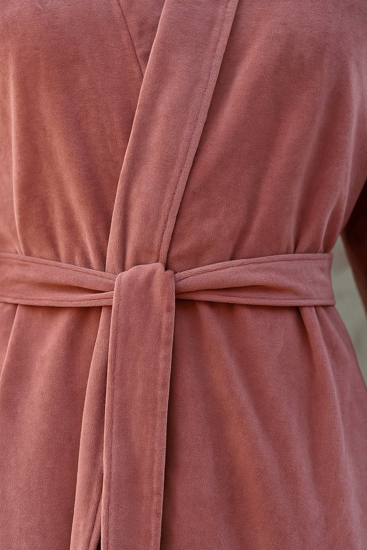 Dusty Pink Cotton Velvet Kimono