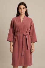 Thumbnail for Dusty Pink Cotton Velvet Kimono